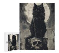 500 PCS Puzzle for Teenagerss Black Cats Skull Thrones Adult Jigsaw Puzzle Family Games Enhance Memory Gifts for Friends And Family 500 PCS
