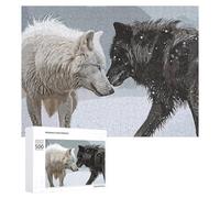 500 PCS Puzzle For Teenagerss Black White Wolf Vintage Jigsaw for Adults Relax Games Pattern Assembly Unique Gifts for Birthday And Christmas 500 PCS