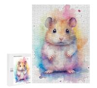 500 PCS Puzzle For Teenagerss Cute Watercolor Hamster Adult Jigsaw Puzzle Toy Wall Decor Hand Speed Race Unique Gifts for Birthday And Christmas 500 PCS