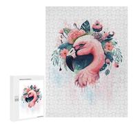 500 PCS Puzzle For Teenagerss Floral Pink Flamingo Art Jigsaw for Adults Relax Games Pattern Assembly Unique Gifts for Birthday And Christmas 500 PCS
