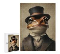 500 PCS Puzzle For Teenagerss Frog in A Vintage Top Hat Puzzles for Adults Hands-on Game Pattern Assembly Unique Gifts for Birthday And Christmas 500 PCS