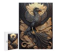 500 PCS Puzzle For Teenagerss Golden Phoenix God Art Jigsaw for Adults Relax Games Pattern Assembly Unique Gifts for Birthday And Christmas 500 PCS