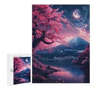 500 PCS Puzzle For Teenagerss Japan Mount Fuji at Night Puzzles for Adults Hands-on Game Pattern Assembly Unique Gifts for Birthday And Christmas 500 PCS