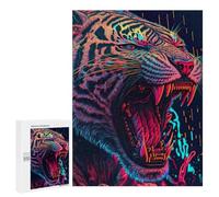 500 PCS Puzzle For Teenagerss Neon Tiger Roar Adult Jigsaw Puzzle Toy Wall Decor Hand Speed Race Unique Gifts for Birthday And Christmas 500 PCS