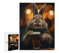 500 PCS Puzzle For Teenagerss Rabbit Drinking Beer Pint Puzzles for Adults Hands-on Game Pattern Assembly Unique Gifts for Birthday And Christmas 500 PCS