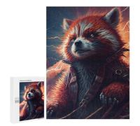 500 PCS Puzzle For Teenagerss Red Panda with Lightning Background Puzzles for Adults Hands-on Game Pattern Assembly Unique Gifts for Birthday And Christmas 500 PCS