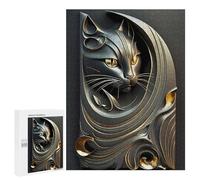 500 PCS Puzzle For Teenagerss Royal King Cat Art Deco Jigsaw for Adults Relax Games Pattern Assembly Unique Gifts for Birthday And Christmas 500 PCS