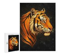 500 PCS Puzzle For Teenagerss Tiger Head Profile on Dark Background Puzzles for Adults DIY Toys But Fun And Humorous Unique Gifts for Birthday And Christmas 500 PCS