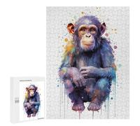 500 PCS Puzzle For Teenagerss Watercolor Monkey Painting Jigsaw for Adults Relax Games Pattern Assembly Unique Gifts for Birthday And Christmas 500 PCS