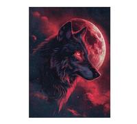 500 PCS Puzzle For Teenagerss Wolf Moon Clouds Red Eyes Jigsaw for Adults Brain Teaser Game Analysis And Logic Difficult And Challenge 500 PCS