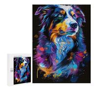 500 PCS Puzzles Colorful Australian Shepherd Art Print Puzzles Für Erwachsene Fördern Das Gedächtnis, Lehrreiche Herausforderung, Spielzeug, Lernspiele 500 PCS
