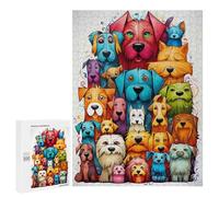500 PCS Puzzles for Adults A Colourful Pile of Dogs Jigsaws for Adults Relax Games Presents for Women Birthday And Unique Gifts 500 PCS