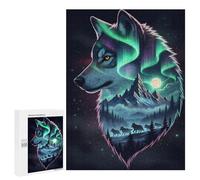 500 PCS Puzzles for Adults Alpha Wolf - Double Exposure Night Landscape Wall Art Jigsaws for Adults Relax Games Presents for Women Birthday And Unique Gifts 500 PCS