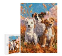 500 PCS Puzzles for Adults Autumn Puppies in Field-2 Puzzle For Teenagers Birthday Present Difficult And Challenge Unique Birthday And Xmas Gifts 500 PCS