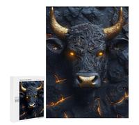 500 PCS Puzzles for Adults Black Bull with Golden Horns Jigsaws for Adults Relax Games Presents for Women Birthday And Unique Gifts 500 PCS