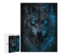 500 PCS Puzzles for Adults Black Wolf with Blue Eyes Puzzle For Teenagerss Hand Speed Race Train Your Brain And Hands Addictive Toys to Cultivate Patience 500 PCS