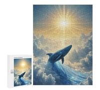 500 PCS Puzzles for Adults Celestial Whale Rising Toward The Sun Jigsaws for Adults Relax Games Presents for Women Birthday And Unique Gifts 500 PCS