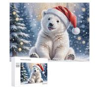 500 PCS Puzzles for Adults Christmas Polar Bear in Snow Jigsaws for Adults Relaxing Games Presents for Women Unique Gifts for Birthday And Christmas 500 PCS