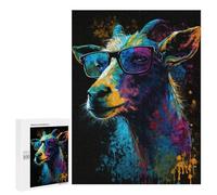 500 PCS Puzzles for Adults Colorful Goat Art Print-2 Puzzle For Teenagers Birthday Present Difficult And Challenge Unique Birthday And Xmas Gifts 500 PCS
