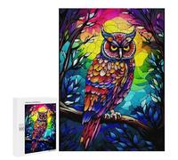 500 PCS Puzzles for Adults Colorful Owl Stained Glass Jigsaws for Adults Relax Games Presents for Women Birthday And Unique Gifts 500 PCS
