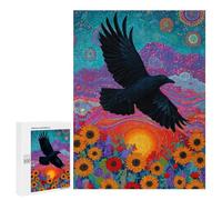 500 PCS Puzzles for Adults Colorful Raven Art Print Jigsaw Puzzles for Adults Improve Memory Help The Brain Exercise Gifts for Friends And Family 500 PCS