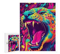 500 PCS Puzzles for Adults Colorful Roaring Jaguar Art Print Puzzle For Teenagers Birthday Present Difficult And Challenge Unique Birthday And Xmas Gifts 500 PCS