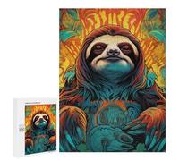 500 PCS Puzzles for Adults Colorful Sloth Illustration Jigsaws for Adults Relaxing Games Presents for Women Unique Gifts for Birthday And Christmas 500 PCS