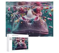 500 PCS Puzzles for Adults Colorful Underwater Hippo Jigsaws for Adults Relaxing Games Presents for Women Unique Gifts for Birthday And Christmas 500 PCS