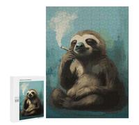 500 PCS Puzzles for Adults Cool Sloth Smoking Jigsaws for Adults Relax Games Presents for Women Birthday And Unique Gifts 500 PCS