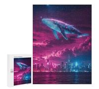 500 PCS Puzzles for Adults Cosmic Whale Over Cityscape Jigsaws for Adults Relax Games Presents for Women Birthday And Unique Gifts 500 PCS