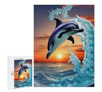 500 PCS Puzzles for Adults Dolphin by Sunset at Waves Puzzle For Teenagerss Hand Speed Race Train Your Brain And Hands Addictive Toys to Cultivate Patience 500 PCS