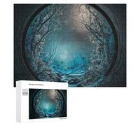 500 PCS Puzzles for Adults Enchanted Winter Forest Through A Circular Window Jigsaws for Adults Relaxing Games Presents for Women Unique Gifts for Birthday And Christmas 500 PCS