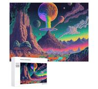 500 PCS Puzzles for Adults Fantasy Alien Landscape with Rainbow Planet Jigsaws for Adults Relaxing Games Presents for Women Unique Gifts for Birthday And Christmas 500 PCS