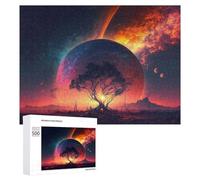 500 PCS Puzzles for Adults Fiery Planet with Tree Silhouette Jigsaws for Adults Relaxing Games Presents for Women Unique Gifts for Birthday And Christmas 500 PCS