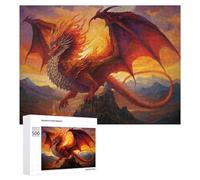 500 PCS Puzzles for Adults Fire Dragon Rising Epic Fantasy Art Jigsaws for Adults Relaxing Games Presents for Women Unique Gifts for Birthday And Christmas 500 PCS