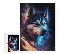 500 PCS Puzzles for Adults Flame & Ice Wolf Art Print Puzzle For Teenagerss Hand Speed Race Train Your Brain And Hands Addictive Toys to Cultivate Patience 500 PCS