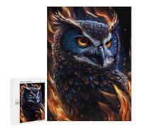 500 PCS Puzzles for Adults Flaming Owl Artwork -1 Puzzle For Teenagerss Hand Speed Race Train Your Brain And Hands Addictive Toys to Cultivate Patience 500 PCS