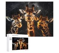 500 PCS Puzzles for Adults Giraffe Trio in Cosmic Light Jigsaws for Adults Relaxing Games Presents for Women Unique Gifts for Birthday And Christmas 500 PCS