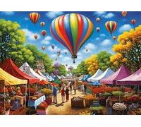 500 pcs Puzzles for Adults Jigsaw Puzzles Farmers Market Hot air Balloon Harvest Festival Food Formation Wooden for Mom Dad Family Friend Home Decor Wall Art