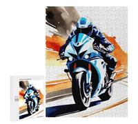 500 PCS Puzzles for Adults Motorcycle Rider in Blue And White Jigsaws for Adults Relax Games Presents for Women Birthday And Unique Gifts 500 PCS