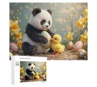 500 PCS Puzzles for Adults Panda with Easter Eggs And Duckling Jigsaws for Adults Relaxing Games Presents for Women Unique Gifts for Birthday And Christmas 500 PCS