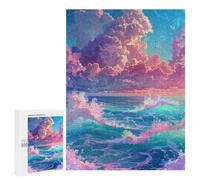 500 PCS Puzzles for Adults Pastel Ocean Waves Puzzle For Teenagers Birthday Present Difficult And Challenge Unique Birthday And Xmas Gifts 500 PCS