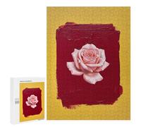 500 PCS Puzzles for Adults Pink Rose on Red And Yellow Jigsaws for Adults Relax Games Presents for Women Birthday And Unique Gifts 500 PCS