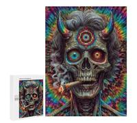 500 PCS Puzzles for Adults Psychedelic Devil Skull Art Print-2 Jigsaw Puzzles for Adults Improve Memory Help The Brain Exercise Gifts for Friends And Family 500 PCS