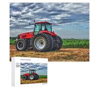 500 PCS Puzzles for Adults Red Tractor in Field Under Cloudy Sky Jigsaws for Adults Relaxing Games Presents for Women Unique Gifts for Birthday And Christmas 500 PCS