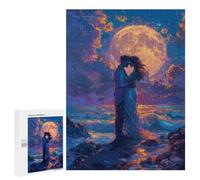 500 PCS Puzzles for Adults Romantic Moonlit Kiss -1 Jigsaw Puzzles for Adults Improve Memory Help The Brain Exercise Gifts for Friends And Family 500 PCS