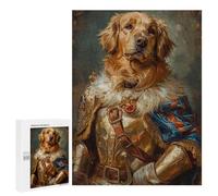 500 PCS Puzzles for Adults Royal Golden Retriever Armor Jigsaw Puzzles for Adults Improve Memory Help The Brain Exercise Gifts for Friends And Family 500 PCS