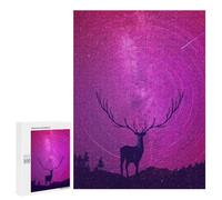 500 PCS Puzzles for Adults Starry Night Deer Silhouette Jigsaws for Adults Relaxing Games Presents for Women Unique Gifts for Birthday And Christmas 500 PCS