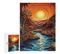 500 PCS Puzzles for Adults Sunset over The River Puzzle For Teenagerss Hand Speed Race Train Your Brain And Hands Addictive Toys to Cultivate Patience 500 PCS