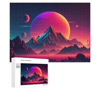 500 PCS Puzzles for Adults Vivid Alien Landscape with Mountains And Planets -1 Jigsaws for Adults Relaxing Games Presents for Women Unique Gifts for Birthday And Christmas 500 PCS